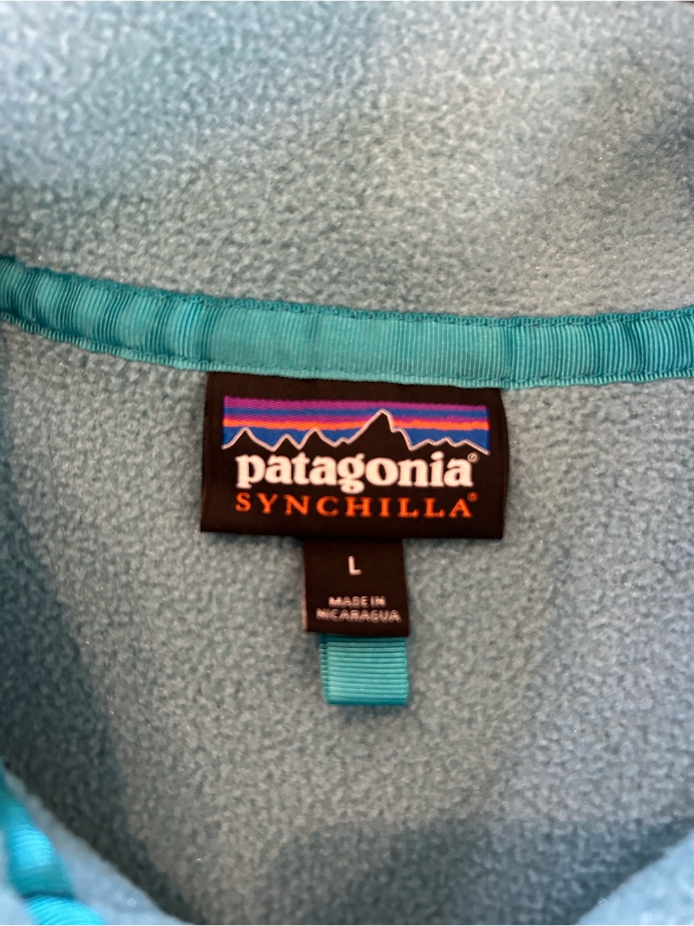 Patagonia Synchilla Snap-T Fleece Pullover Womens Large Teal Gray Colorblock - Picture 3 of 8